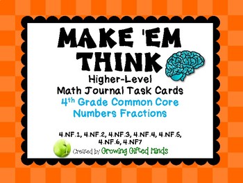 Preview of Make 'Em Think Higher Level Math Task Cards 4.NF.1 thru 4.NF.7