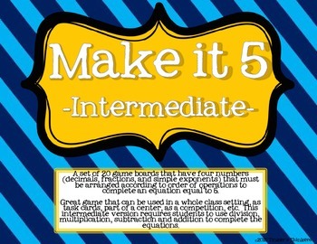 Preview of Make It 5 - Decimal Math Game (intermediate)
