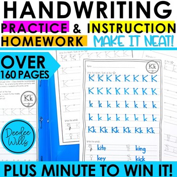 Preview of Handwriting Practice Worksheets Instruction & Fluency Kindergarten Print Sheets