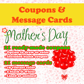 Preview of Make Mom Smile | Printable Mother's Day Coupons & Message Cards