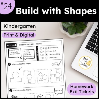 Preview of Compose 2D and 3D Shapes Worksheets L24 Kindergarten iReady Math Exit Tickets