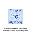 Make Ten Memory Game  {January}