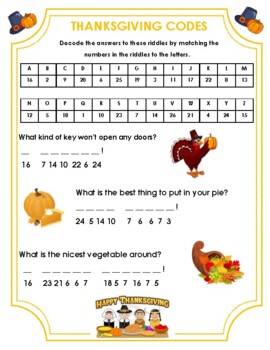 Preview of Make Thanksgiving fun and easy with TWO Thanksgiving Cryptogram Pages!