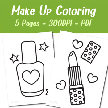 Make Up Set Coloring Pages For Adults and Children 5 Pages by Easy Hop