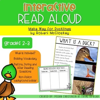 Preview of Make Way for Ducklings Understanding Vocabulary