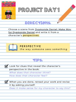 Preview of Make Way for Dyamonde Daniel Character Perspective 2 Day Project