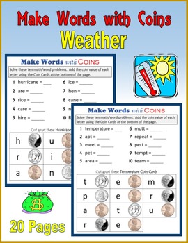 Preview of Make Words with Coins - Weather