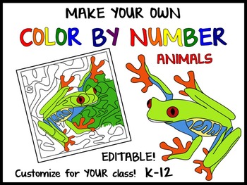 Preview of Make Your Own Color By Number Animals (Editable Template)