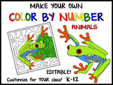 Make Your Own Color By Number Animals (Editable Template)