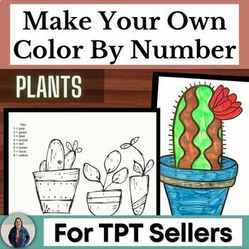 Preview of Make Your Own Color By Number Plant Theme Clipart Template for TPT Sellers