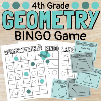 Preview of Geometry Bingo Math Game with Lines Angles and Shapes 30 Cards or Make Your Own