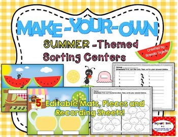 Preview of Make-Your-Own Summer-Themed Sorting Centers: EDITABLE!