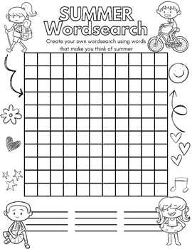 Preview of Make Your Own Summer Wordsearch and Coloring End of Year Activity