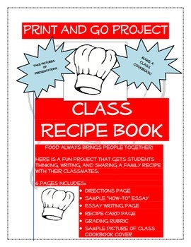 Create Your Own Class Recipe Book (Recipe Cards, Measurement Charts, Recipes)  - Classful