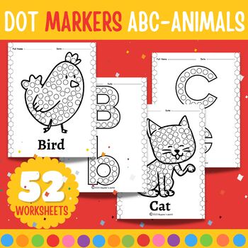 Preview of Make a Dot ABC - Animals  Printable worksheets