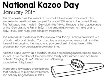 NATIONAL KAZOO DAY - January 28, 2024 - National Today