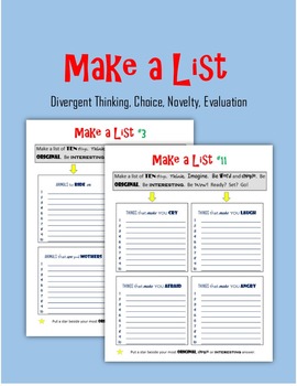 Preview of Make a List