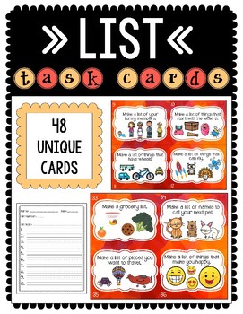 Preview of Make a List! Task Cards