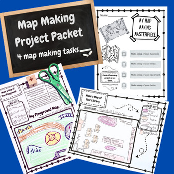 Preview of Make a Map of Our Classroom Library Playground Activity Packet with Rubrics