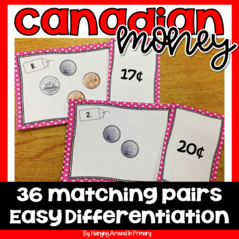 Preview of Canadian Money Center | Matching Game for Canadian Coins