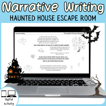 Preview of Digital Haunted House Themed Narrative Writing Escape Room - Story & Puzzles