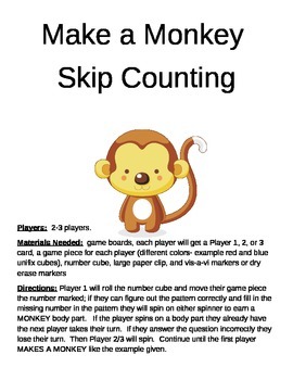 Preview of Make a Monkey  Skip Counting Game