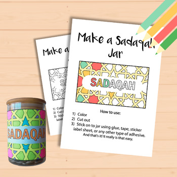 Preview of Make a Sadaqah Jar Printable, Islamic charity activity for kids