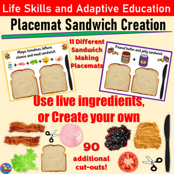 Preview of Make a Sandwich 3D Placemat: Live Ingredients/Cut-Outs: Adapted, SPED, kitchen