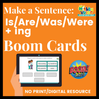 Preview of Make a Sentence Grammar & Syntax Is/Are/Was/Were + ING Verb Boom Cards Deck