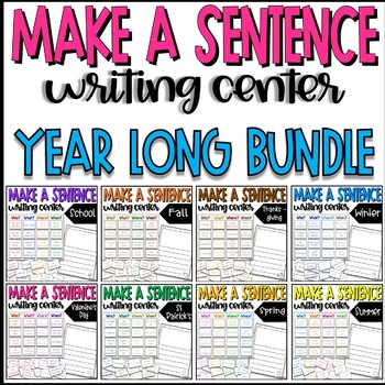 Preview of Make a Sentence Writing Center - Year Long Bundle