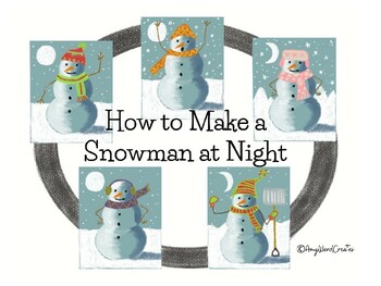 Preview of Snowman at Night Art Lesson