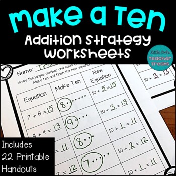 Preview of Make a Ten Addition Strategy Worksheets | Make 10 to Add Handouts