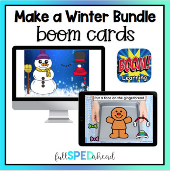 Preview of Make a Winter Scene Follow Directions Boom™ Cards Activity Bundle
