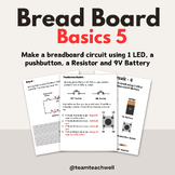 Make a breadboard circuit using 1 LED, a pushbutton, a Res
