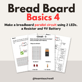 Make a breadboard parallel circuit using 2 LEDs, a Resisto