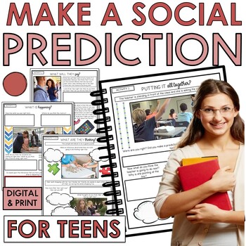 Preview of Make a social prediction inference skills teens SEL social skills worksheets
