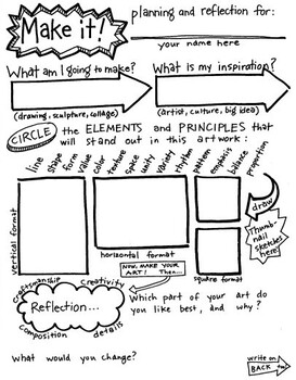 Preview of Make it! Planning and reflection sheet for Art