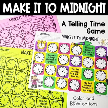 Preview of Telling Time to the Hour, Half Hour & 5 Minutes Game Printable Math Boards