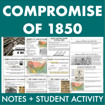 Preview of Compromise of 1850: Notes + Worksheet/Student Activity (Fugitive Slave Act)