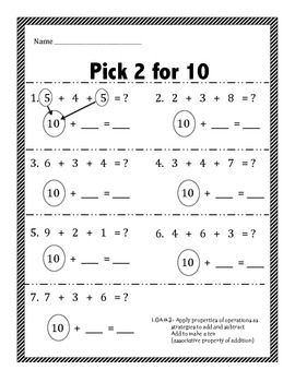 Sum of 10 Adding Worksheets by Wendy Wished | Teachers Pay Teachers