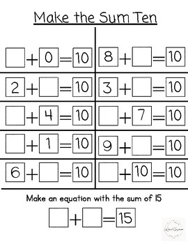 Make the Sum Ten by LeGrand Classroom | TPT