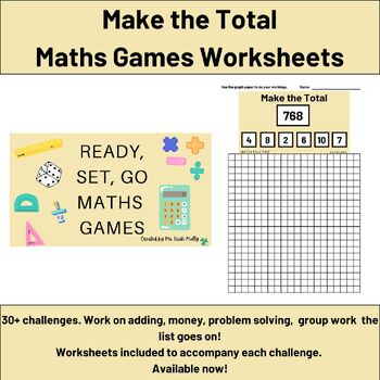 Preview of Make the Total Worksheets - Ready, Set, Go Maths Games