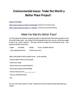 Preview of Make the World a Better Place- Environmental Issues Project
