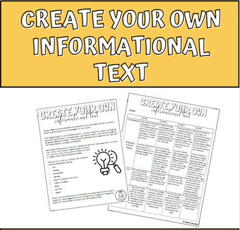 Preview of Make your own Informational Nonfiction Text - rubric included