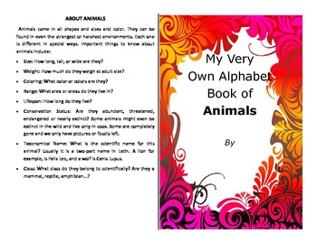 Preview of Make your own booklet on the ABC's of animals nearly 200 vocab words