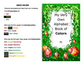 Preview of Make your own booklet on the ABC's of colors over 100 color words art and vocab