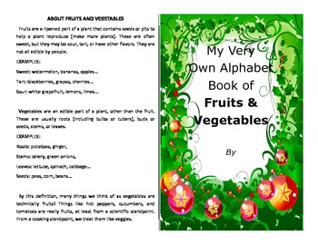 Preview of Make your own booklet on the ABC's of fruits and veggies over 100 vocab words