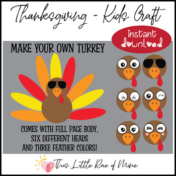 Preview of Make your own turkey - thanksgiving - Printable activity - turkey feathers