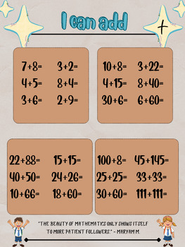 Preview of Make your students fall in love with math - I CAN ADD Worksheet