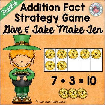 Preview of Make 10 Addition Fact Strategy Game For St. Patrick's Day